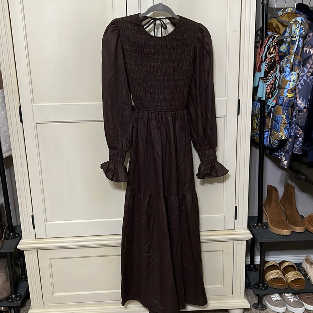Dissh brown linen maxi dress